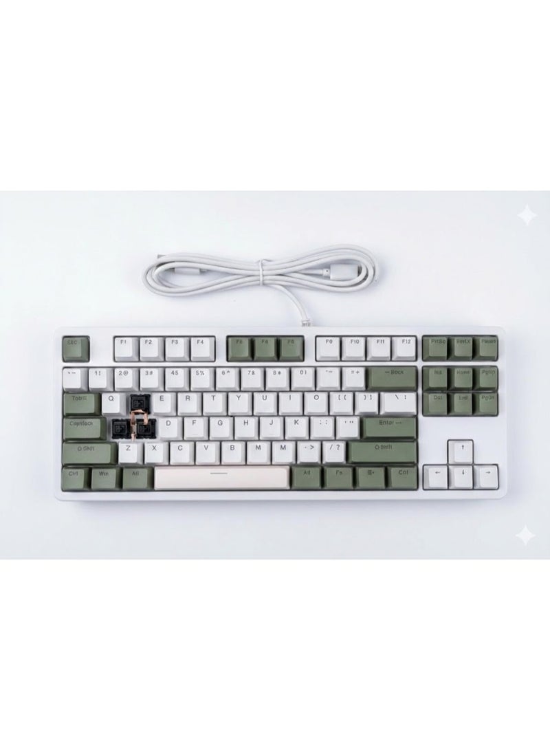 كوجار لوحة مفاتيح الألعاب الميكانيكية COUGAR-EGY G-871، 87 مفتاحًا، تصميم TKL صغير الحجم، سلكية بمفاتيح سوداء، بإضاءة خلفية لأجهزة الكمبيوتر التي تعمل بنظامي التشغيل Windows وMac (أخضر وأبيض). - Image 3